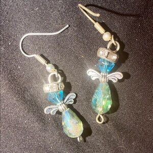 Elegant Silver and Blue Angel Earrings